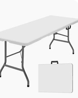 6' White Folding Table