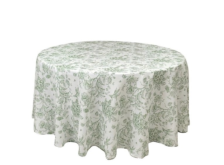 Round Green Floral Tablecloth
